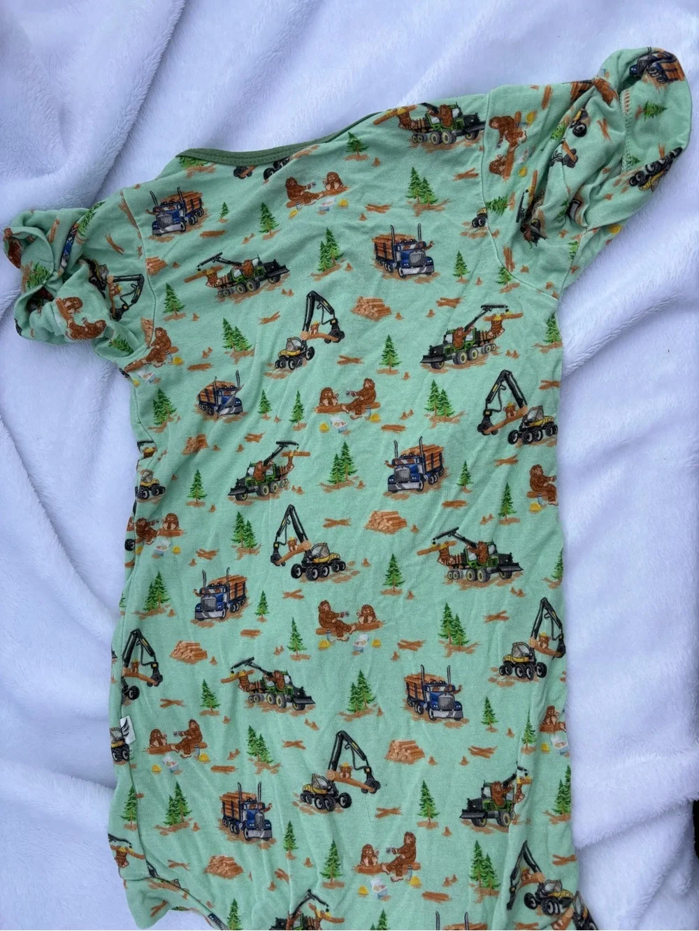 Free Birdees “Bigfoot Logging Adventure” Print - Green Kids Bamboo Sleeper